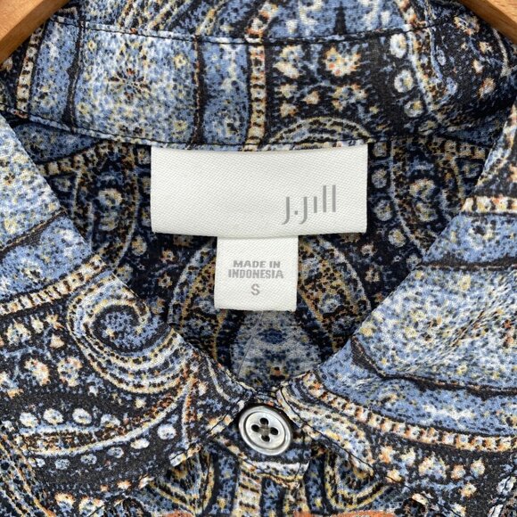 J Jill Top Womens Small Gray Multi Paisley Long Sleeve Tunic Button Up Collared - Picture 5 of 11